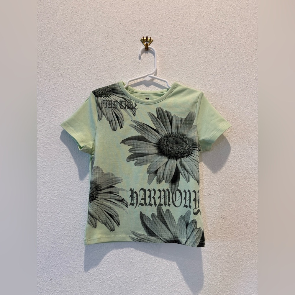 H&M Kids Light Green Sunflower Tee